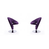Manhattan Comfort 2-AC040-EP Curl Purple and Polished Chrome Wool Blend Swivel Accent Chair (Set of 2)